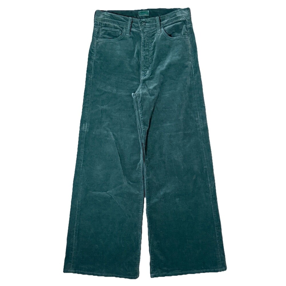 MOTHER Wide-Leg Corduroy Jeans in Teal Green